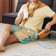 thumbnail image 5 of Balery Starfish And Seashell Pantalones cortos de pijama de punto de algodón para hombre con cinturilla y bolsillos-3X-Large, 5 of 6