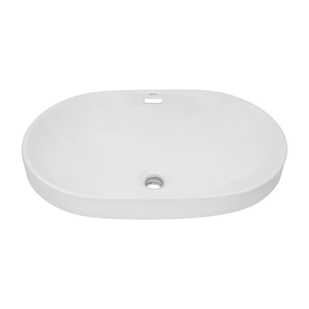 Ruvati 24 x 16 inch Semi-Recessed Drop-in Topmount Bathroom Sink Rectangular Ceramic