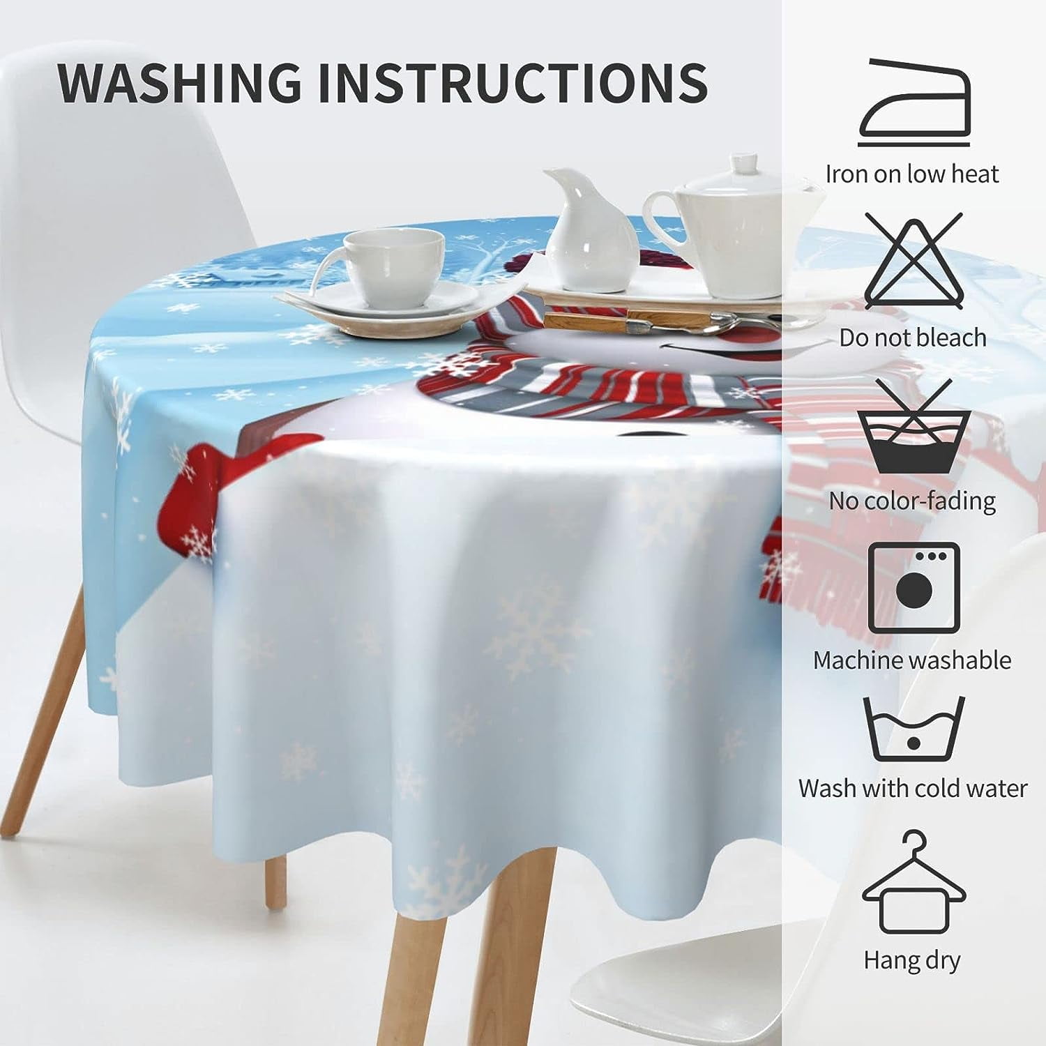 Classic Blue Winter Snowflake Christmas Tablecloth - Blue and White Winter  Holiday Snowflake Print Xmas Easy Care Table Cloth Decoration Table Cover,  60 x 84 (6-8 Seats)，Oblong/Rectangle 