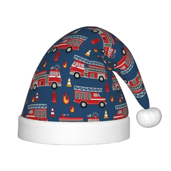 Naloa Fire Truck 1 Santa Hat for Kids Baby Christmas Hats,Girls Boys Toddler Plush Xmas Holiday Hat,Luxury Santa Claus Hat