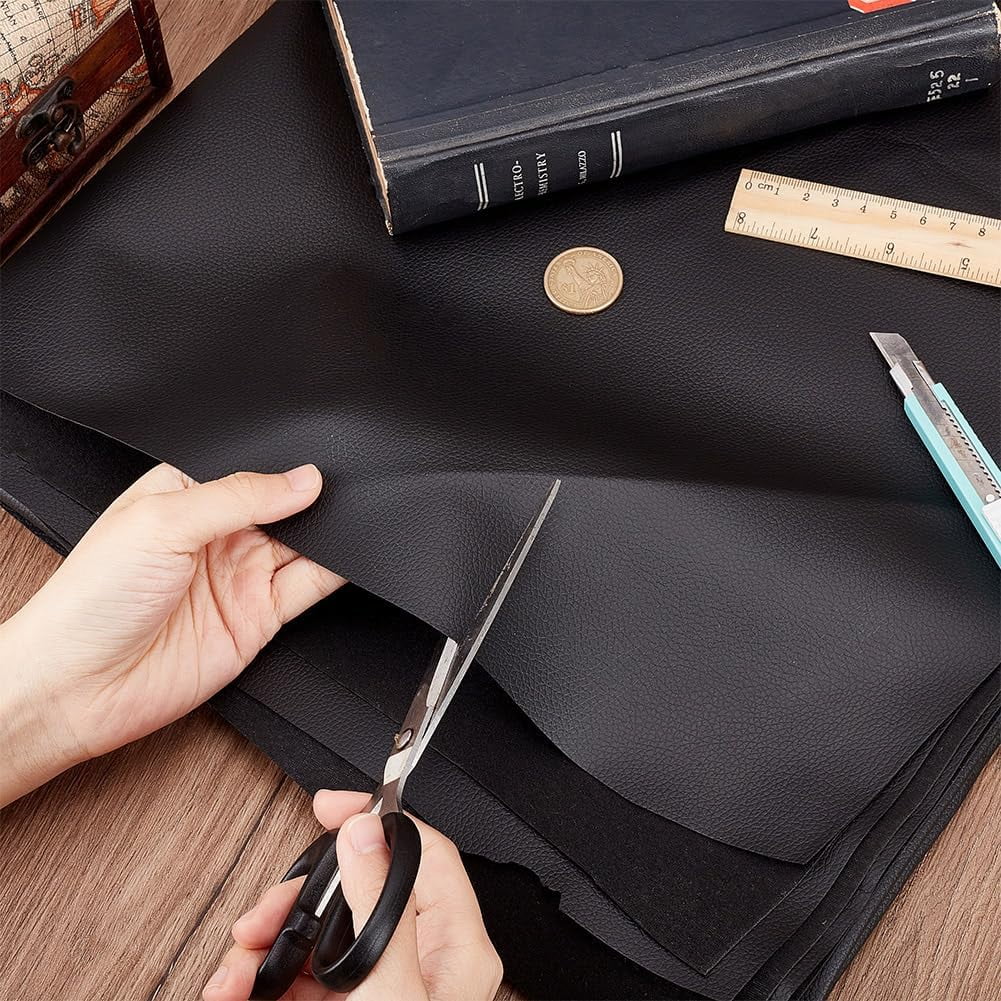 39x55 inch PU Leather Fabric Sheet Black Smooth Leather Sheet Lichee Pattern Soft Leather Fabric Sheets for Notebook Covers Handbags Accessories