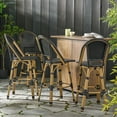 thumbnail image 2 of GDF Studio Cotterell Outdoor French Wicker and Aluminum 29.5 Inch Barstools, Set of 4, Black and Bamboo Finish, 2 of 8