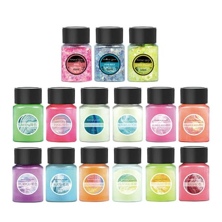 Lushas Distress Fluorescent Agent Set Bundle Of 12 Luminous Colors +3 Mixed Luminous Colors The Monochrome Is 0.71oz Per Bottle And The Mixed Color Is 0.35oz Per Bottle Multiscene DIY Use