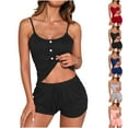 thumbnail image 4 of FAIWAD Pajama Set for Women 2 Piece Sleeveless Cropped Cami Top and Shorts Slim Fitted Matching Sleepwear, 4 of 4