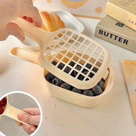 

NEWKBO NEWKBO Dual-Layer Mini Fruit Washing Basket with Handle - Kitchen Strainer Tool for Rinsing and Draining Berries Vegetables - Multifunctional Drain Basket