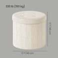 thumbnail image 6 of LEDREM Storage Ottoman, PU Leather Vanity Stool with 65L Hidden Compartment, Round Foot Rest Bench for Bedroom, Warm White, 6 of 8