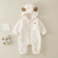 thumbnail image 4 of Baby Boy Jumpsuit White Onesies Long Sleeve Zipper Hooded Jumpsuit with Bear Ears Snowsuit New Born Clothes Baby Boy 18-24 Months, 4 of 9