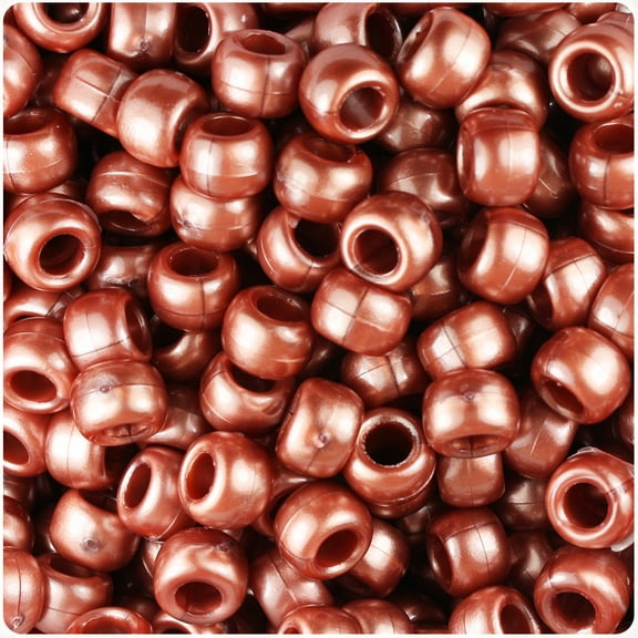 BeadTin Red Gold Pearl 9mm Barrel Pony Beads (500pc)