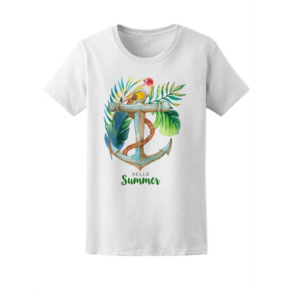 Tropical Bird And Anchor Summer T-Shirt Women -Image by Shutterstock, Female Large