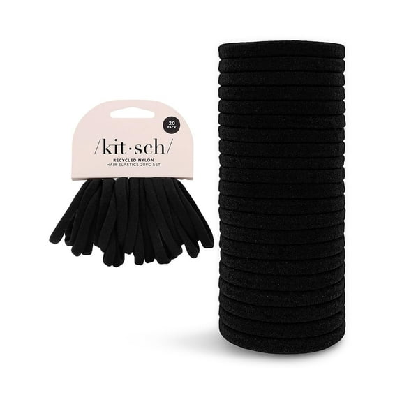 Kitsch Eco-Friendly Nylon Elastic Bands, Black, Pack of 20