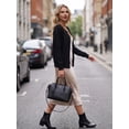 thumbnail image 6 of JWD Women Open Front Cardigan Buttons Long Sleeve Lightweight Knit Sweater Black 2XL, 6 of 6