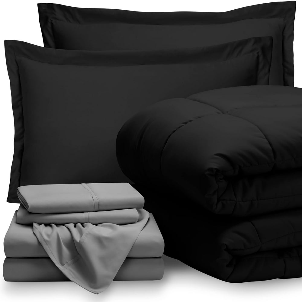 Bare Home 8Piece BedInABag Split King Set Black
