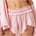 thumbnail image 2 of Taqqpue Women Pajama Shorts Silk Satin Pj Bottom Button Elastic Waist Boxer Shorts Lightweight Soft Comfy Bottoms Lounge Sleep Shorts, 2 of 2