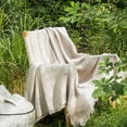thumbnail image 2 of MooMee Throw Blanket 100% Cotton 4-Layer Gauze All-Around Fringe Ultra-Soft Breathable Lightweight (Cream Grey, King 104" x 90"), 2 of 8