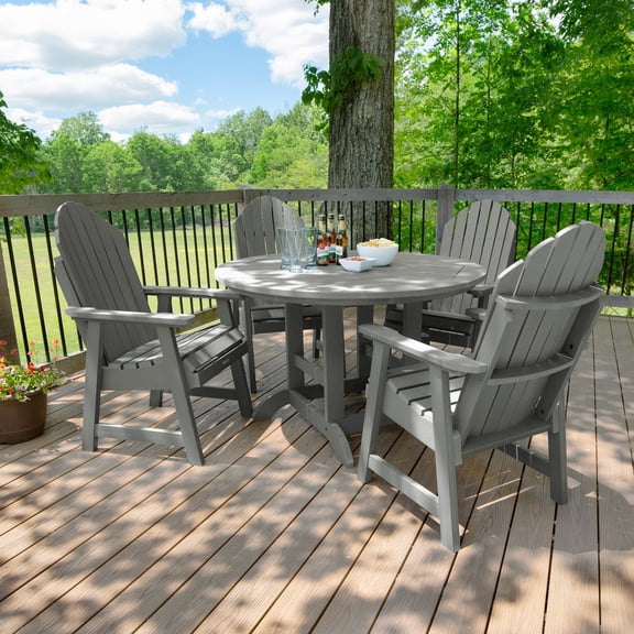 highwood Hamilton 5-piece Outdoor Dining Set - 48" Round Table, Dining-height Coastal Teak