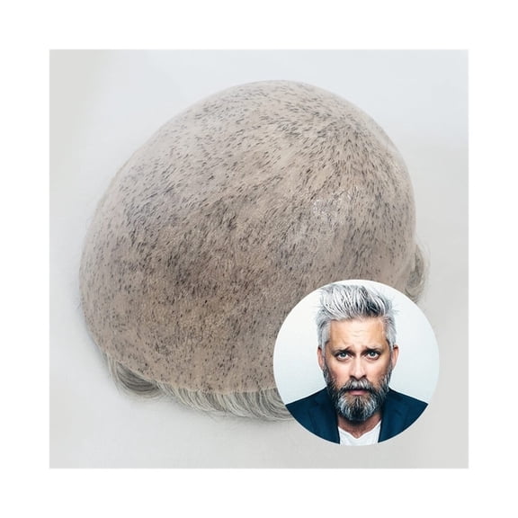 Toupee for Mens Human Hair Piece 0.12-0.14mm Full Skin Men Hair Prosthesis #1B80 Hair System