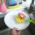 thumbnail image 4 of Latrodar Sunflower Universal Brush Set - Kitchen Cleaning Brush With Long Handle And Upgraded Non-stick Oil Dishw Pink 12x2 Inch Home Gadgets, 4 of 5