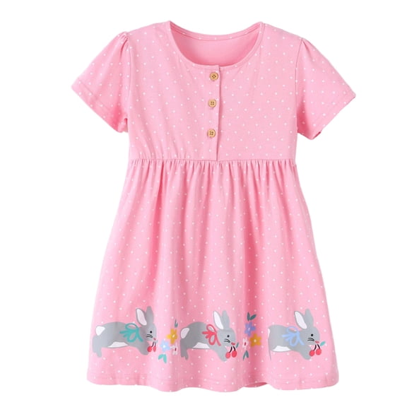 Glisme Dress For Girls Sleeveless Crewneck Dresses Cartoon Graphic Cute Toddler Daily Wear 2-3 Years Red