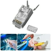 3Prong Gold Plateds RJ45 Plugs For Cat6A Solid Stranded Cable Supports 10 Gigabit Speed And Secure Connectivitys