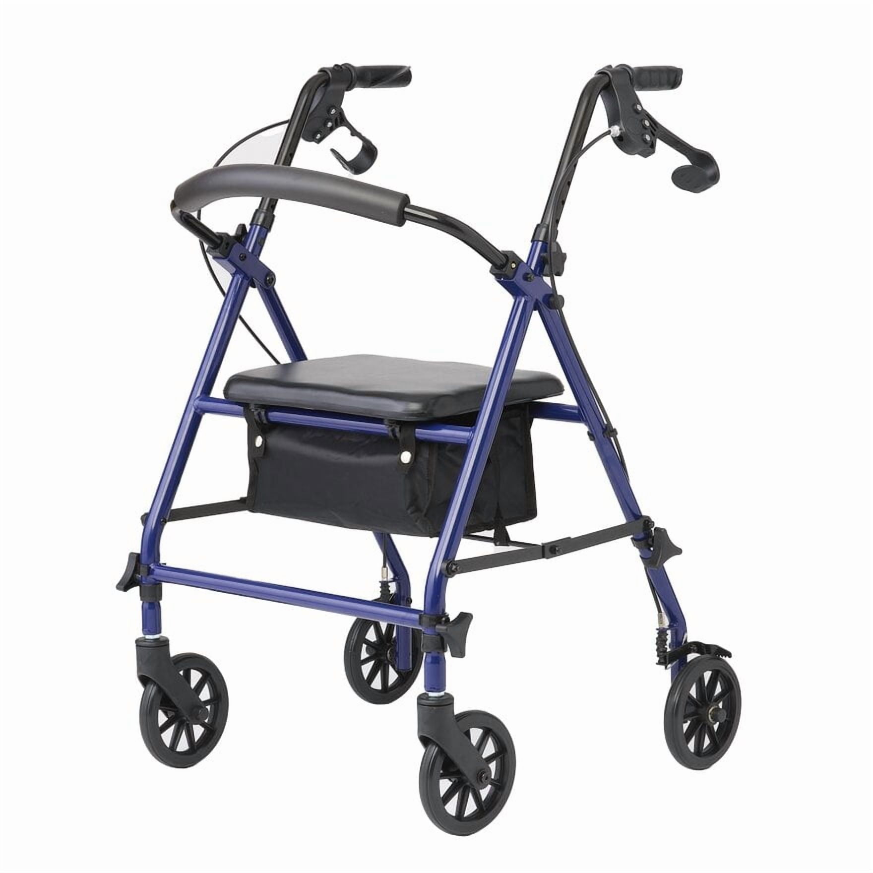 Medline Rolling Walker, Folding Rollator with Seat and 6-In Wheels, Blue, 300-lb Capacity, Steel