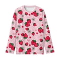thumbnail image 6 of Jiueut Strawberry Daisy Cute Shirts for Girls for School Tee Shirt Casual Crewneck Pullover Tops Long Sleeve Basic Layering T Shirt 3-4 T Loose Tunic Blouses Soft Sweatshirts, 6 of 7