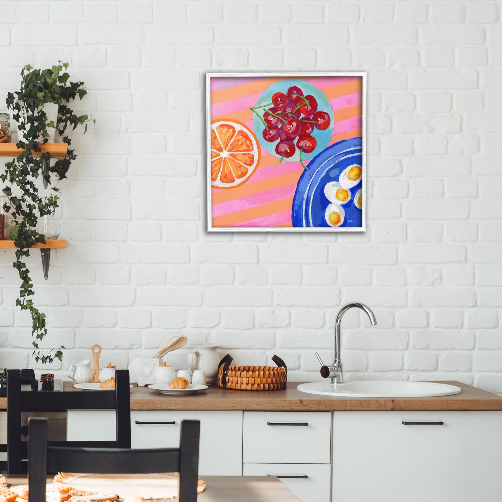 Stupell Industries Summer Snacks Picnic Blanket White Framed Giclee Art, design by Rachael Reese