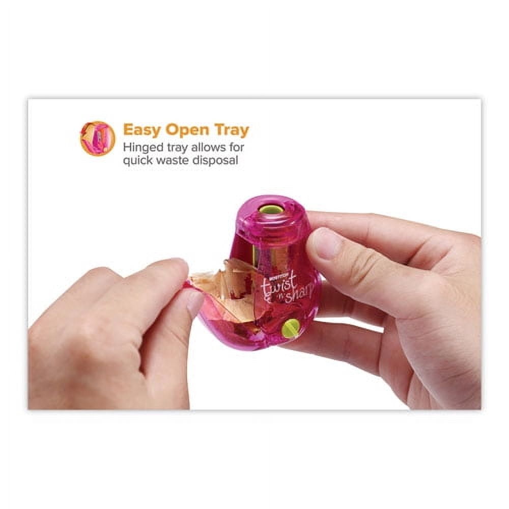 Twist-N-Sharp Pencil Sharpener, One-Hole, 3.5 X 1.25 X 5.5, Randomly Assorted Colors, 6/pack | Bundle of 2 Packs