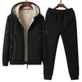thumbnail image 4 of Clearance Men's Winter Tracksuits 2 Piece Fleece Plush Long Sleeve Waem Hoodie Jogging Sweatsuit Sweatshirt and Sweatpant Set with Zipper Pocket, 4 of 5