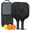 Black, variant on Pickleball Paddles Set Of 2, Fiberglass Surface, Turquoise Marble Pattern, 4 Balls & Bag