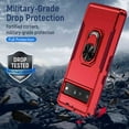 thumbnail image 4 of Jiahe Cover for Google Pixel 7 Pro, with Ring Holder Stand 360 Degree Rotatable Magnetic Kickstand Anti-Scratch Shockproof Bumper Protective Phone Case Cover for Google Pixel 7 Pro 2022, Red, 4 of 5