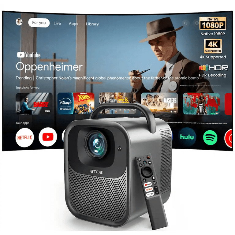 ETOE Seal Pro Google TV 4K Portable Projector with Speakers