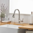 thumbnail image 3 of BWE Kitchen Faucet with Pull Out Sprayer 3 Spray Modes Brushed Nickel Single Handle Singe Lever High Arc Kitchen Sink Faucet with Deck Plate Commercial Bar Farmhouse Pull Down Sprayer, 3 of 9
