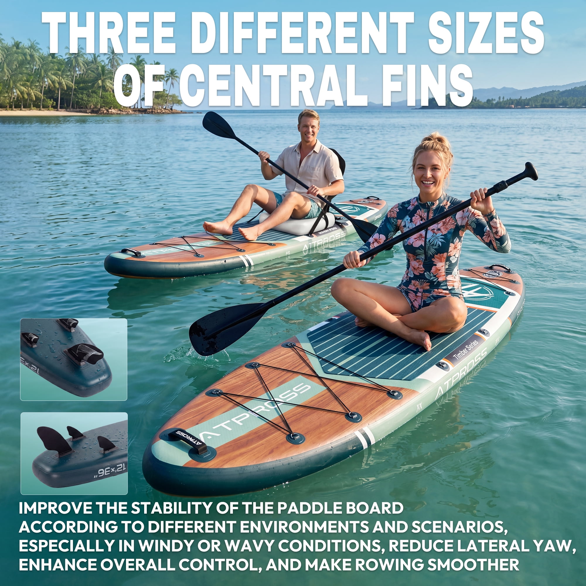 Ultifit Inflatable Paddle Board Extra Wide 500 Lbs Capacity Anti-Slip Design with SUP Accessories and Seat 12' x 36"