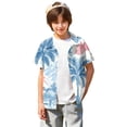 thumbnail image 3 of Abcomgle Youth Hawaiian Shirts Boys Summer Palm Tree Print Boys Vacation Shirts Button Down Short Sleeve Beach Hawaii Shirts,Light Blue,5-6Years, 3 of 5