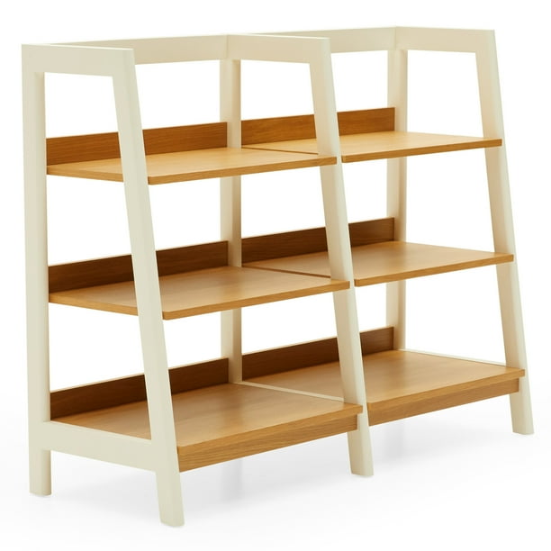 MoDRN Scandinavian Finna Wide Ladder Bookcase