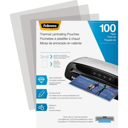 Fellowes Laminating Pouches - Letter, 3 mil, 100 Pack, 100 / Pack, Clear