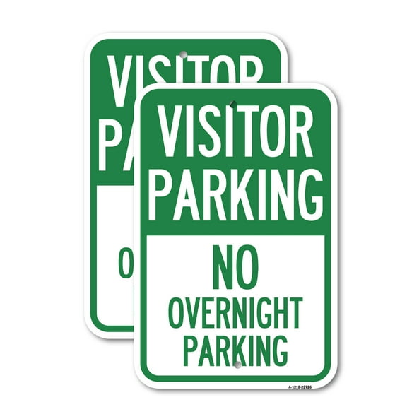 (2 Pack) Visitor Parking Sign Visitor Parking No Overnight Parking | 12" X 18" Heavy-Gauge Aluminum Sign | Rust Free Aluminum, Weather Resistant, Waterproof, Fade Resistant, 2