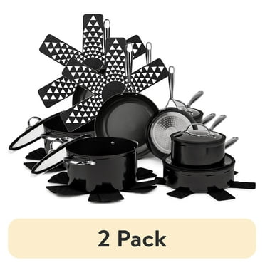(2 pack) Thyme and Table 12 Piece Nonstick Aluminum Cookware Set, Gunmetal