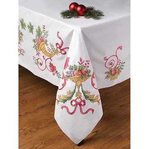60 x 102 Stylish Christmas Evergreen Trees Vinyl Tablecloth