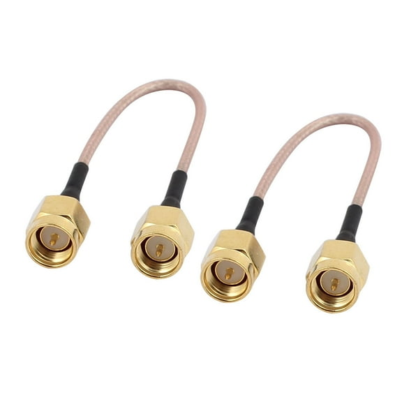 2 Pcs Gold SMA Male to SMA Male Adapter Connector RG178 Coaxial Cable 10cm