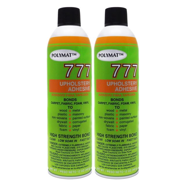 2 Polymat 777 CANS Fabric Liner Box Carpet Upholstery Spray Glue Instant TACK