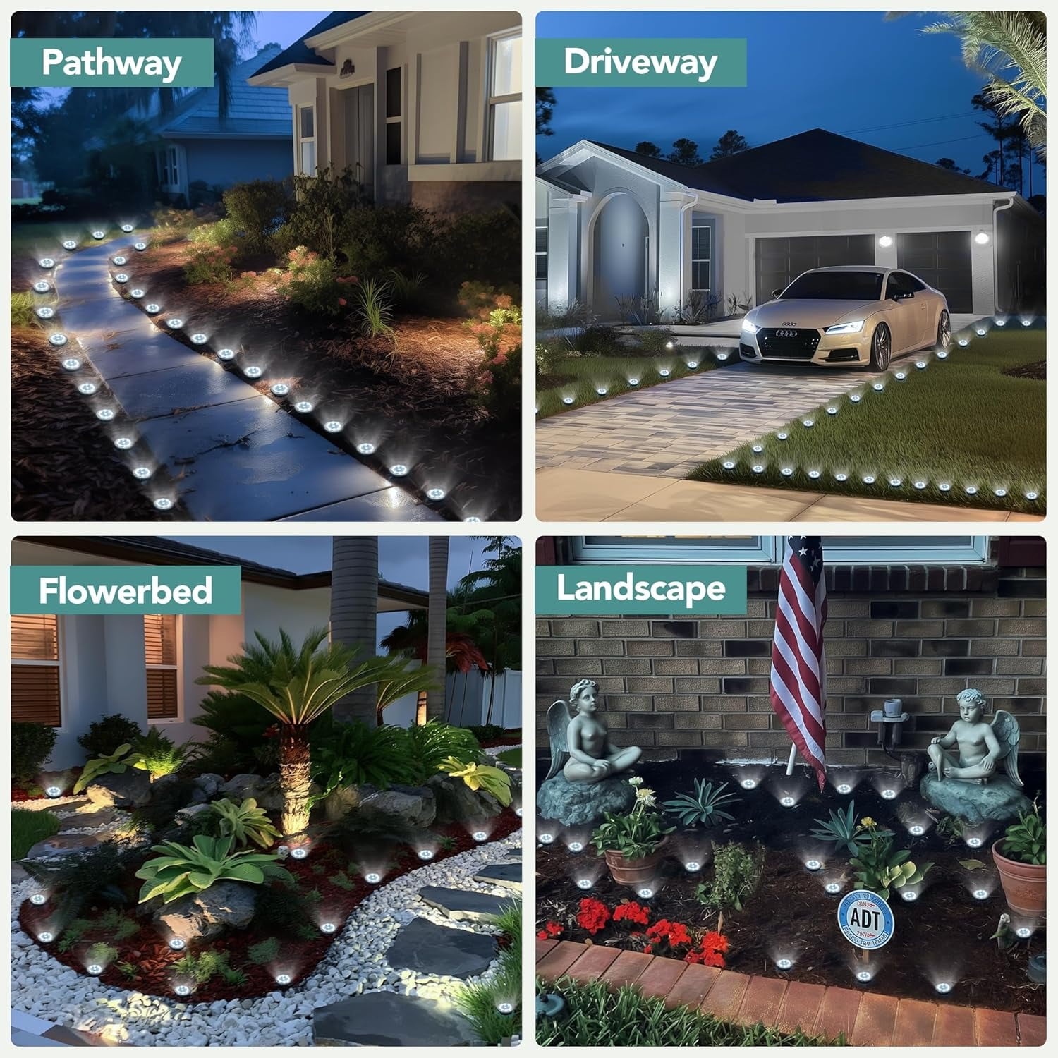 HOODINK 20 Pack Mini Solar Ground Lights, Solar Lights Outdoor Waterproof, Solar Garden Lights for Pathway Yard Driveway (Cool White)