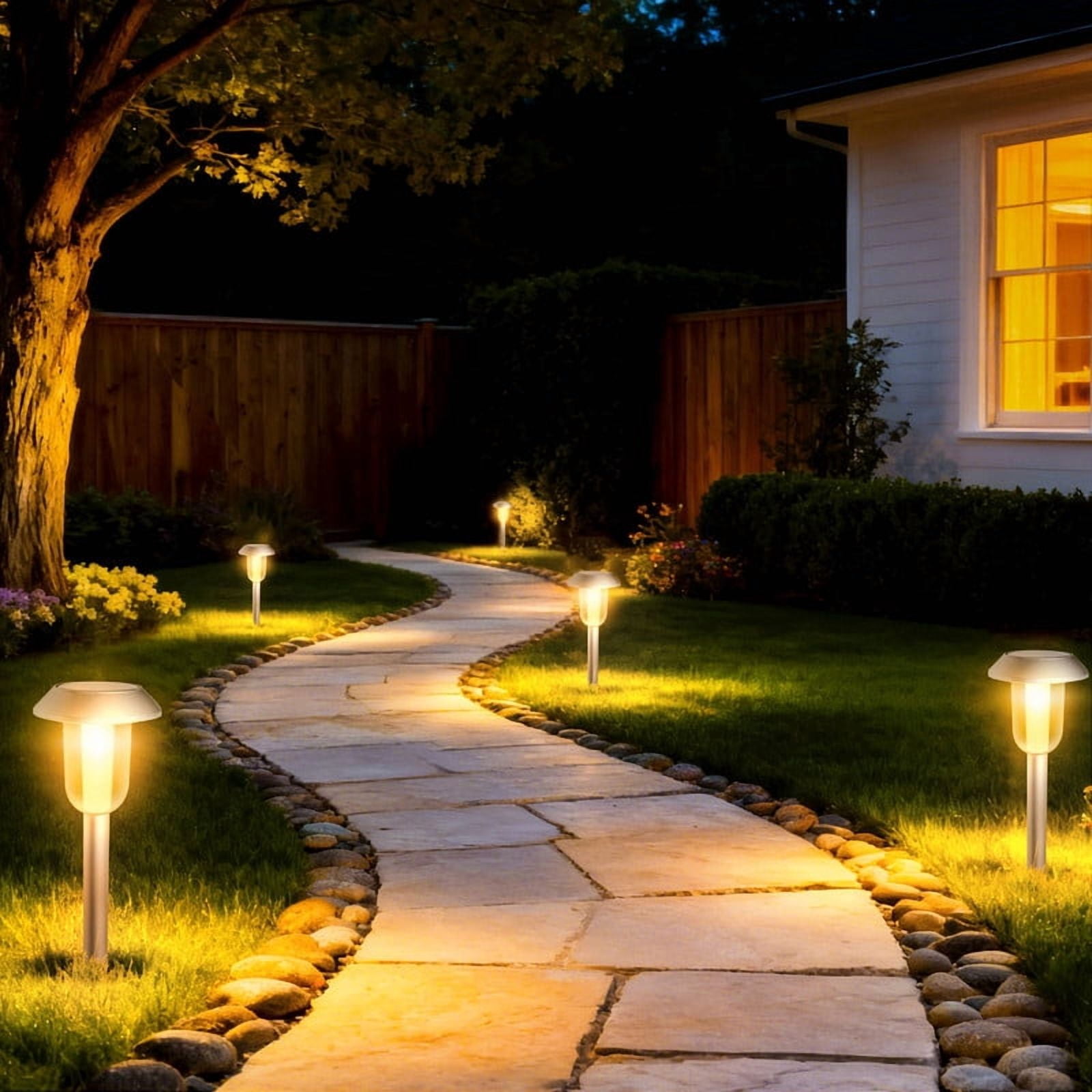 YULINKCO Solar Garden Pathway Lights, Waterproof Outdoor LED Lantern with Warm White Light, Decorative Solar-powered Landscape Lighting for Yard, Patio, and Walkway