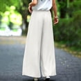 thumbnail image 5 of Mifsaly Flowy Pants for Women High Waisted Wide Leg Palazzo Pants Floral Embroidery Loose Casual Summer Trousers with Pockets White,M, 5 of 6