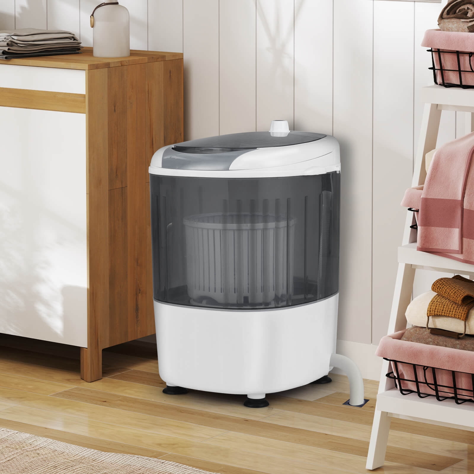 Costway Portable Mini Counter Top Washing Machine 5.5lbs Spin Basket Laundry Grey