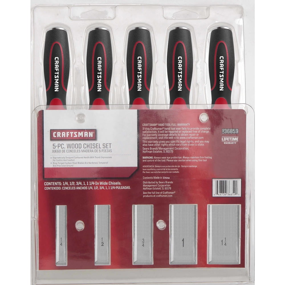Craftsman Wood Chisel Set Woodworking Hand Tool Carbon Steel Blades 5