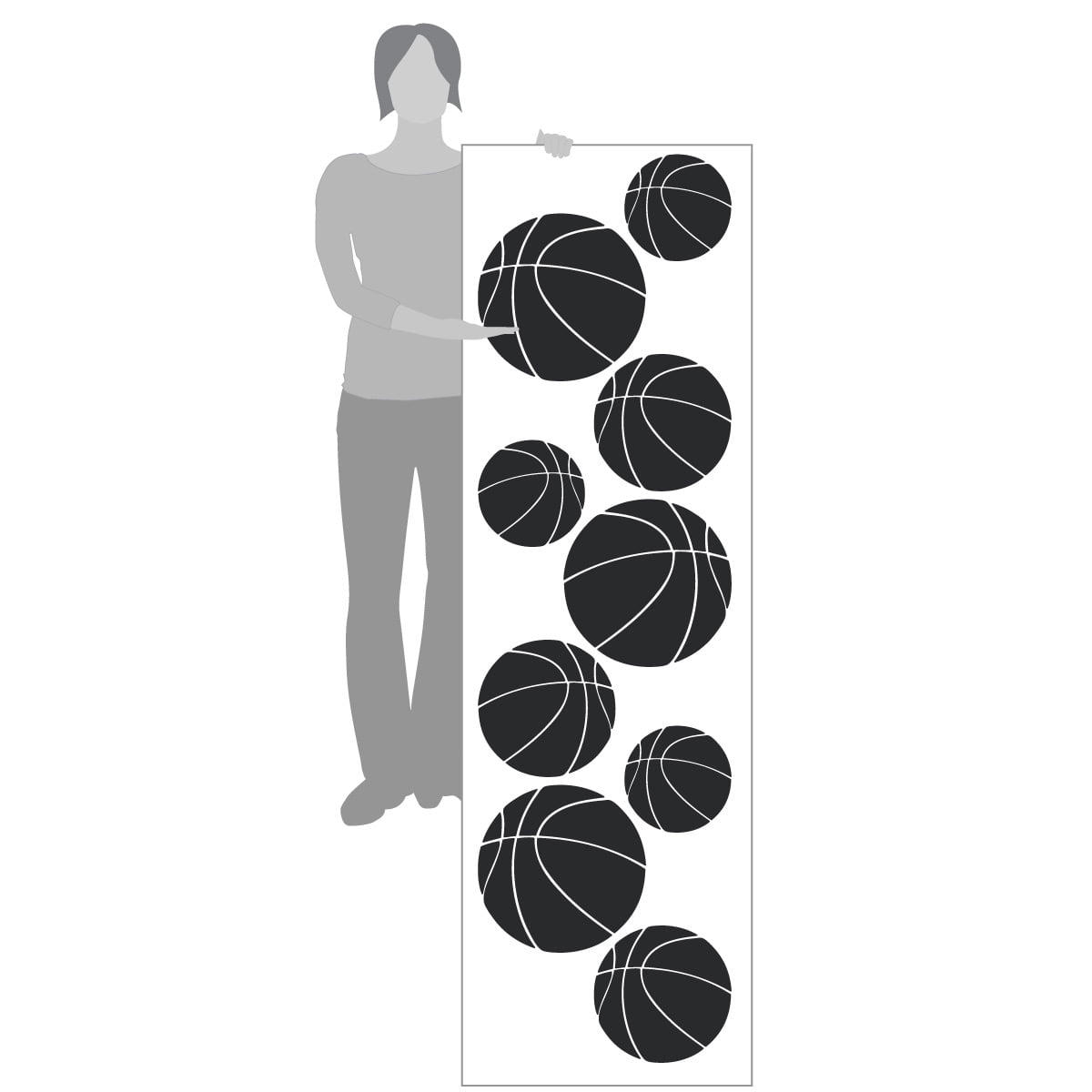 Basketball Kids Room Sports Decor Wall Decal Stickers [Set of 9]