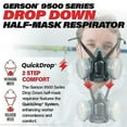 thumbnail image 3 of Gerson NIOSH Drop Down Respirator Mask - 9500 Series QuickDrop Half Mask Respirator, Reusable Mask, Medium, 3 of 6