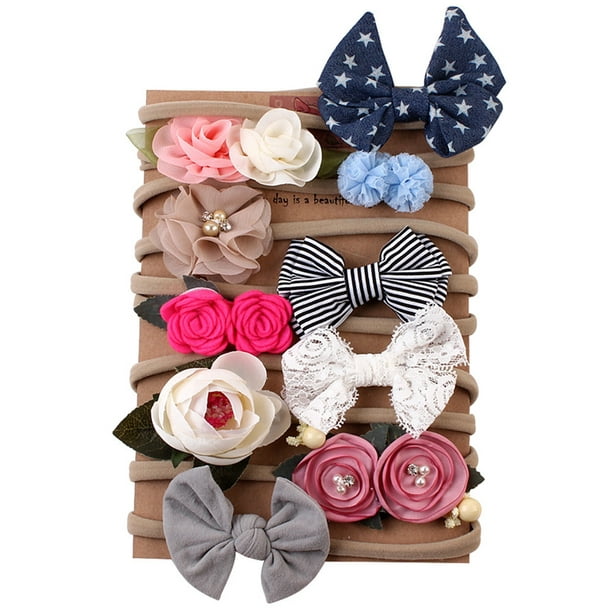 Acheter 10 pièces/ensemble gros nœud fleur élastique bandeaux enfants  filles doux cheveux cravates mode bandeaux cheveux accessoires élastique pour  enfant