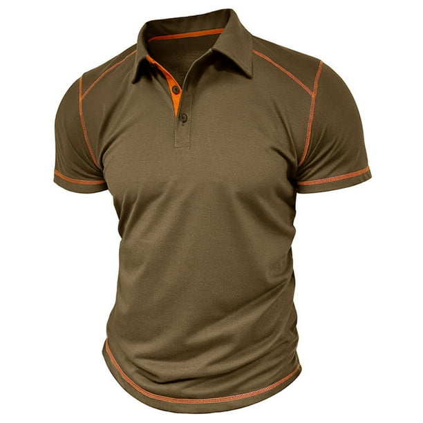pstuiky camisetas de hombre, Camiseta de manga corta para hombre, estilo informal, lisa, con cuello vuelto, botones y blusa ropa de hombre xxl
